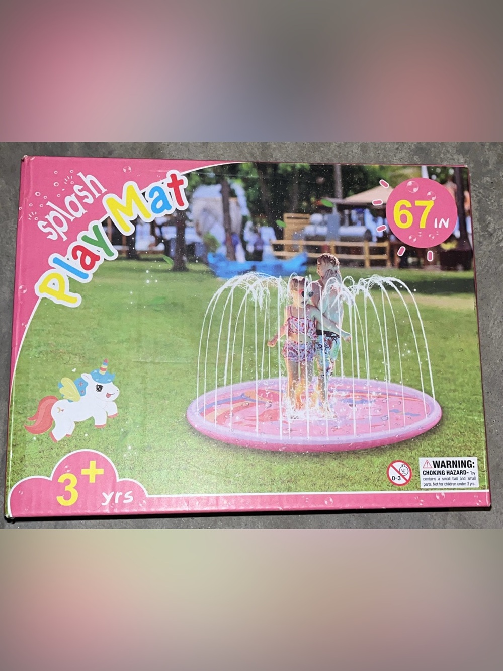 Kids Pink Splash Spray Water Play Mat - Fun Outdoor Pool